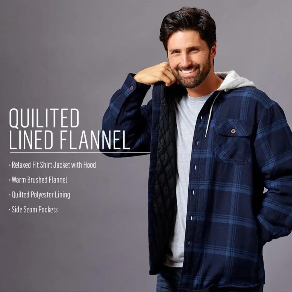 NWT Wrangler Men's Flannel Quilted Shacket Hoodie Size M